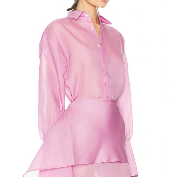 BEST Helsa The Silk Gazar Shirt Ash Rose Pink Quiet Lux - Picture 4 of 12